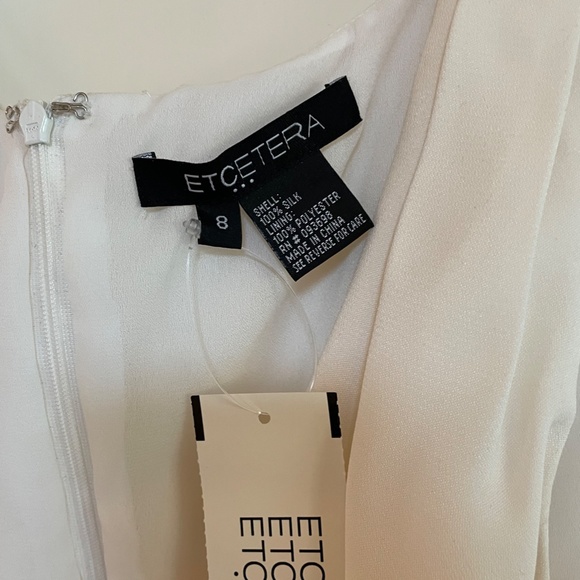 NWT white crepe top with a black ribbon sash - Picture 4 of 4